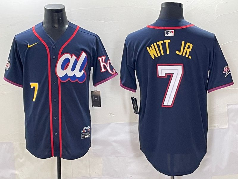 Men 2025 Kansas City Royals #7 Witt jr Drak Blue All star Blank Blue Nike MLB Jersey style 5
